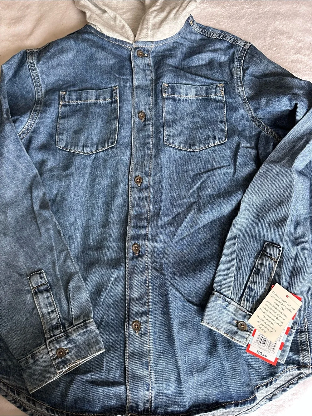 Cat & Jack Blue Denim Jacket with Cream Hood